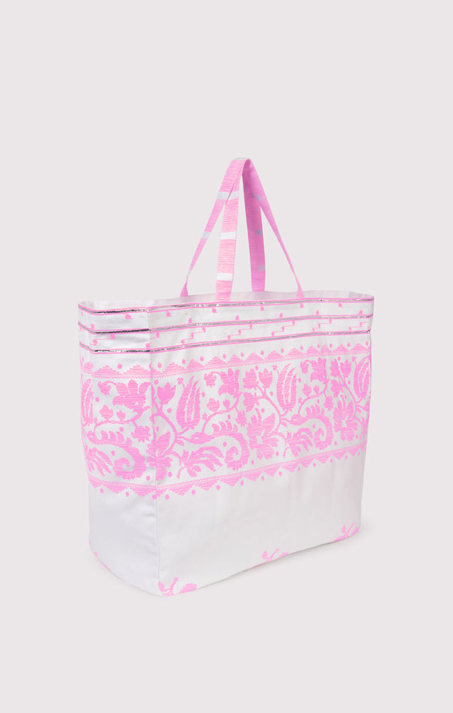 The Beach Tote in Pink Palm Print → Juliet Dunn London