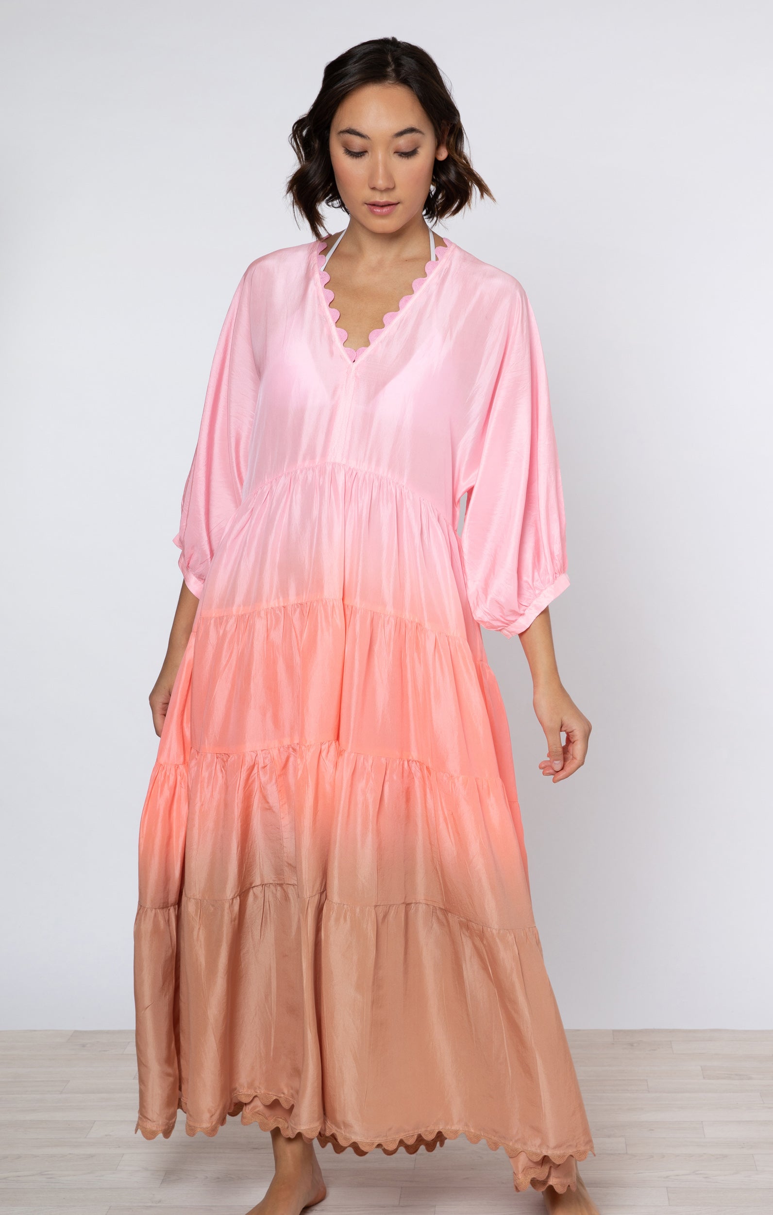 Ombre maxi clearance dress with sleeves