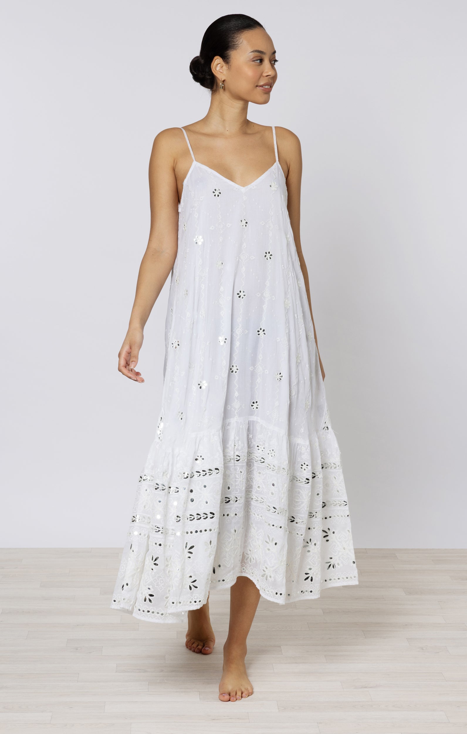juliet dunn midi dress JULIET DUNN Printed Sequined Cotton Midi Dress - Blue