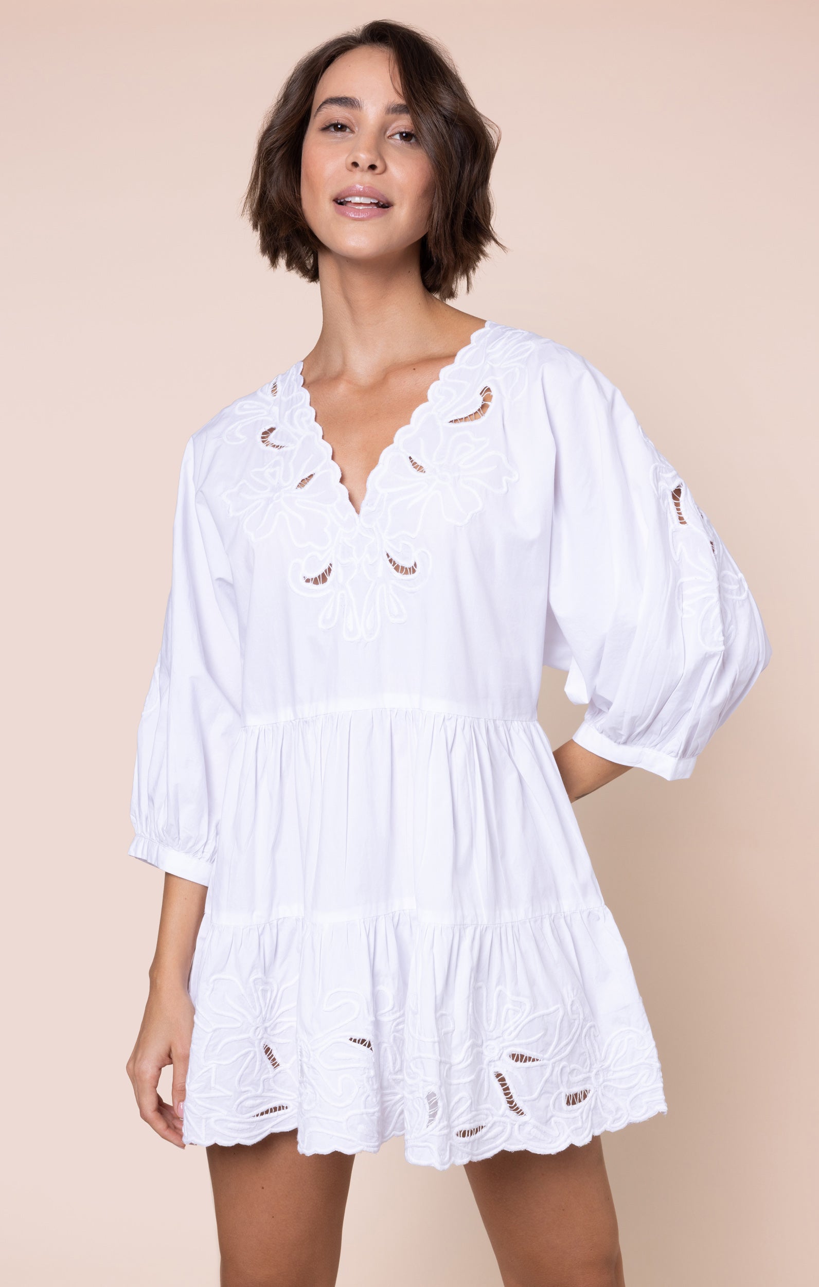 White Loose Mini Dress Juliet Dunn London White Loose Mini Dress Juliet Dunn London