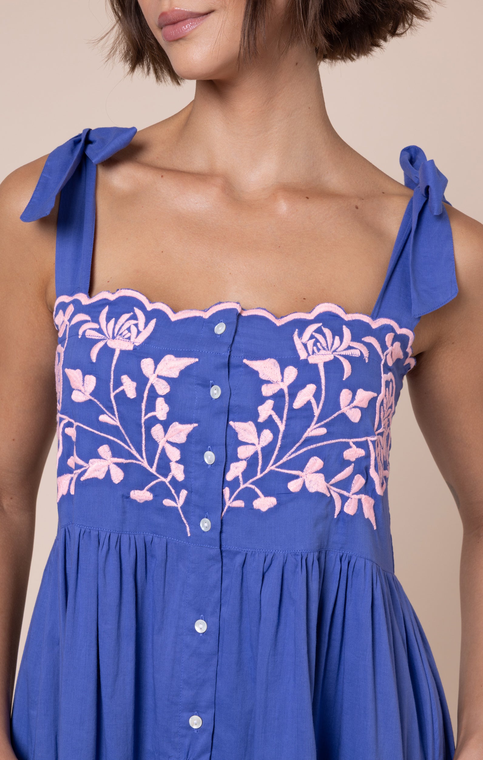 Denim Blue Tie Shoulder Dress Juliet Dunn London Denim Blue Tie Shoulder Dress Juliet Dunn London