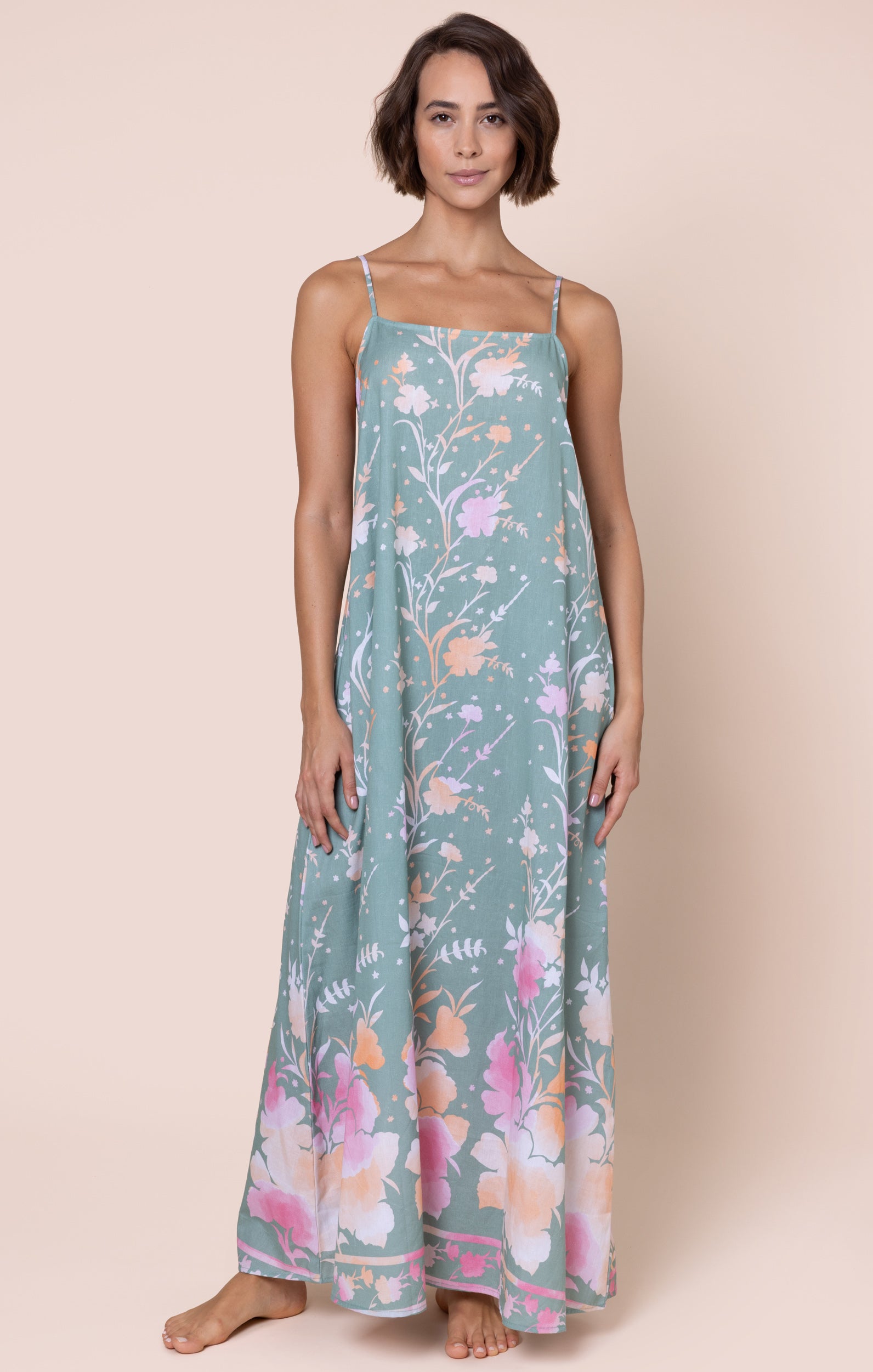 Cactus Green Floral Maxi Dress Juliet Dunn London Cactus Green Floral Maxi Dress Juliet Dunn London