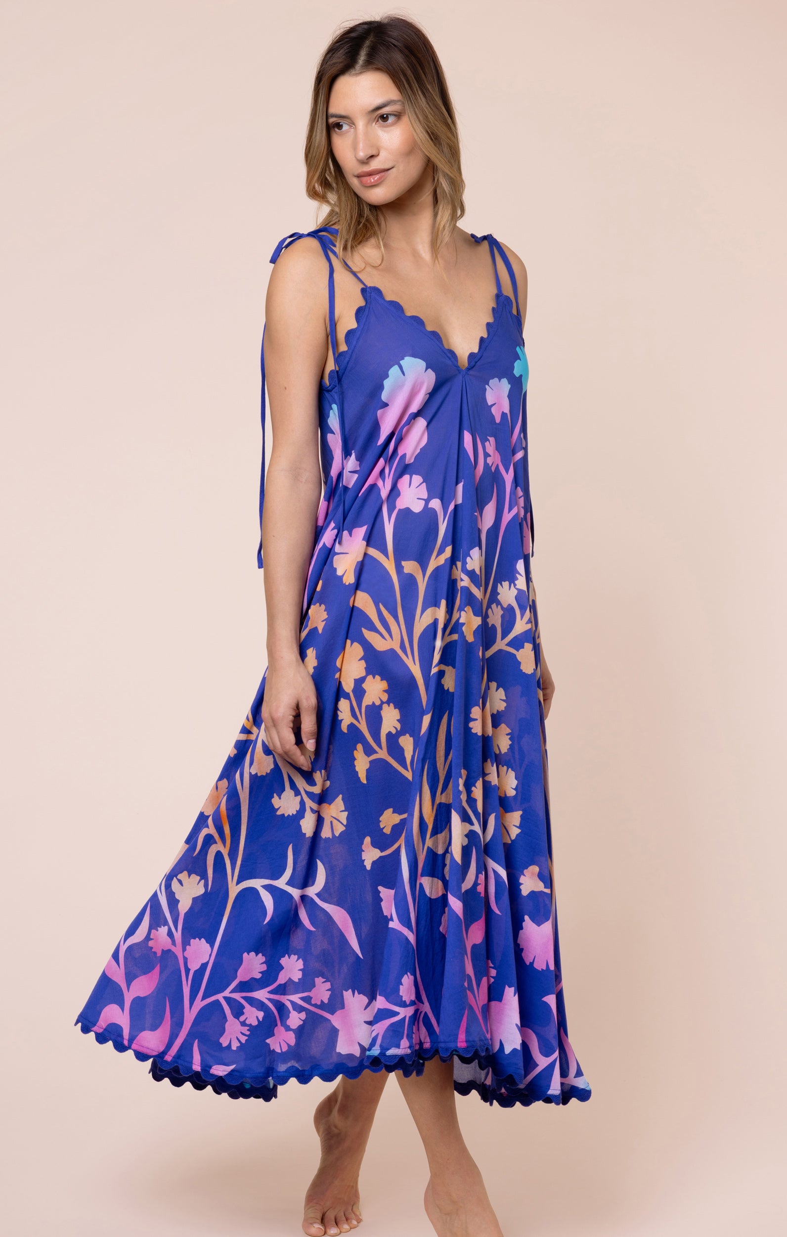strapless open back dress Isabelle Purple Float Sleeve Maxi Dress – Scarlett & Jo main image 0