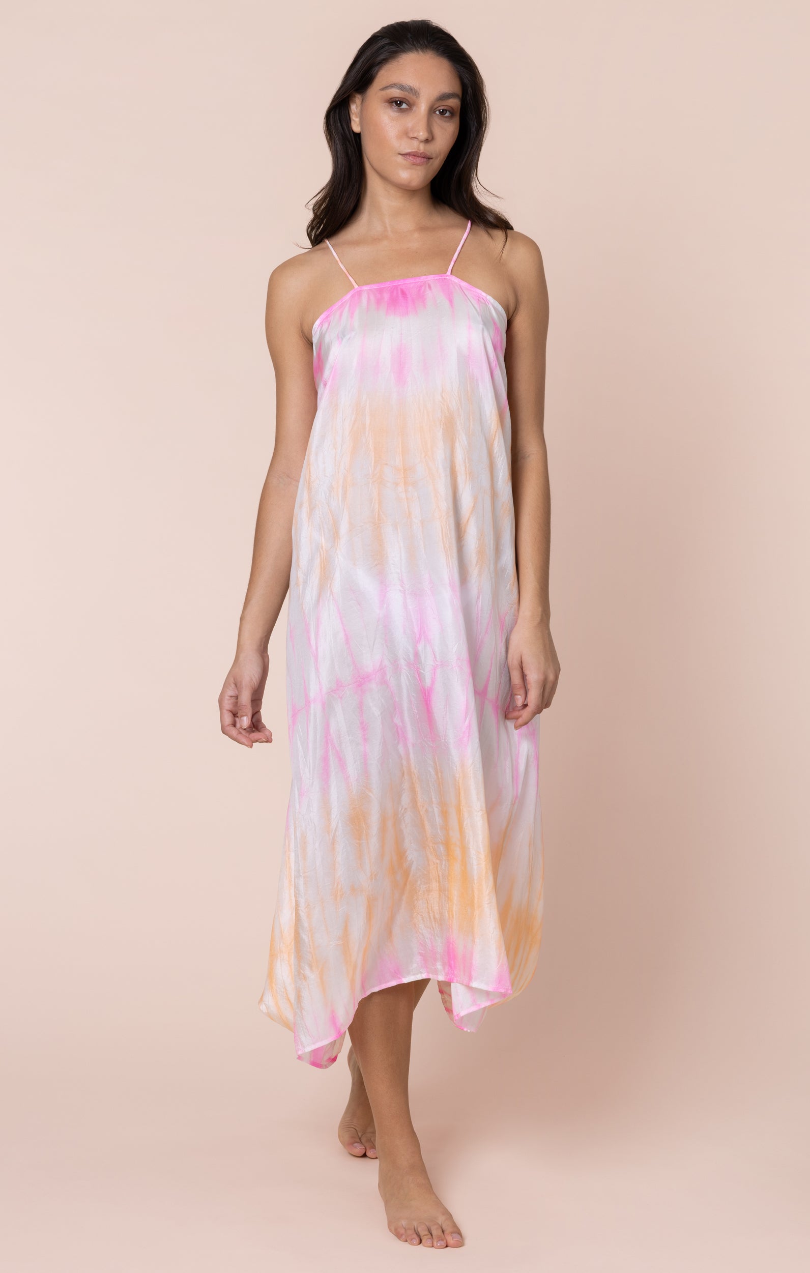 Pink Tie Dye Parachute Dress in Silk Tie Dye Juliet Dunn London Pink Tie Dye Parachute Dress in Silk Tie Dye Juliet Dunn London