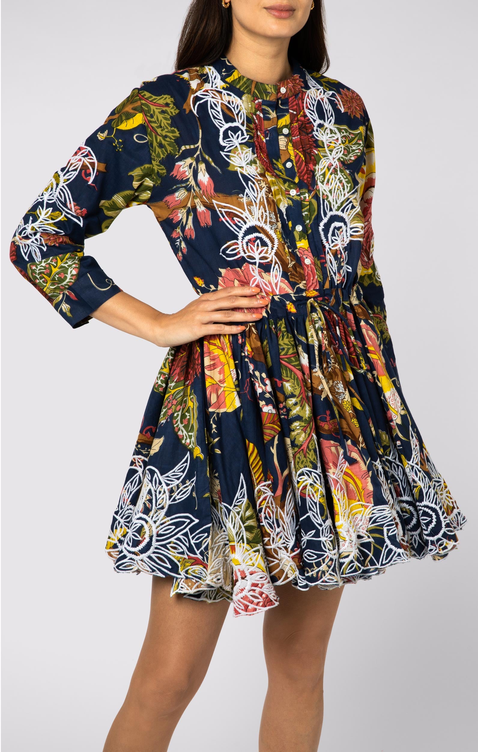 Long Sleeve Beach Dress in Sapphire Palladio Print → Juliet Dunn